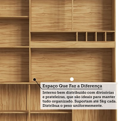 Cozinha Compacta Pinot 6 Portas 1 Gaveta 100% Mdf Amêndoa/Off White - Rio Doce