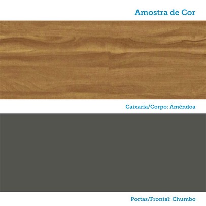 Cozinha Compacta Pinot 6 Portas 1 Gaveta 100% Mdf Amêndoa/Chumbo - Rio Doce