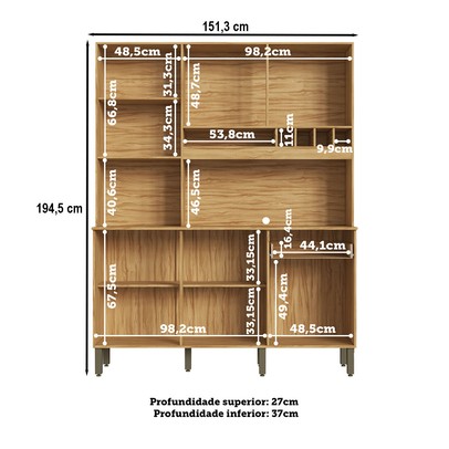 Cozinha Compacta Pinot 6 Portas 1 Gaveta 100% Mdf Amêndoa/Chumbo - Rio Doce