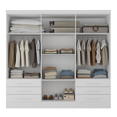 Guarda-Roupa Solteiro Lancaster 6 Portas 6 Gavetas 100% Mdf Branco - Panorama Móveis