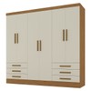 Guarda-Roupa Solteiro Lancaster 6 Portas 6 Gavetas 100% Mdf Cinamomo/Off White - Panorama Móveis