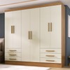 Guarda-Roupa Solteiro Lancaster 6 Portas 6 Gavetas 100% Mdf Cinamomo/Off White - Panorama Móveis
