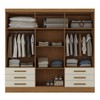 Guarda-Roupa Solteiro Lancaster 6 Portas 6 Gavetas 100% Mdf com Espelho Cinamomo/Off White - Panorama Móveis