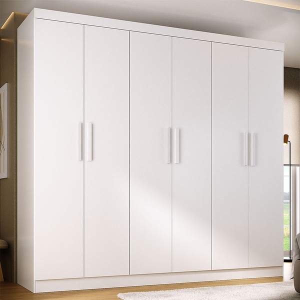 Guarda-Roupa Solteiro Lancaster 6 Portas 3 Gavetas 100% Mdf Branco - Panorama Móveis