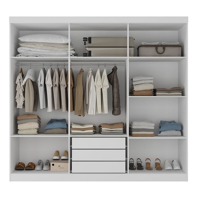 Guarda-Roupa Solteiro Lancaster 6 Portas 3 Gavetas 100% Mdf com Espelho Branco - Panorama Móveis