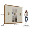Guarda-Roupa Solteiro Lancaster 6 Portas 3 Gavetas 100% Mdf com Espelho Cinamomo/Off White - Panorama Móveis