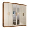 Guarda-Roupa Solteiro Lancaster 6 Portas 3 Gavetas 100% Mdf com Espelho Cinamomo/Off White - Panorama Móveis