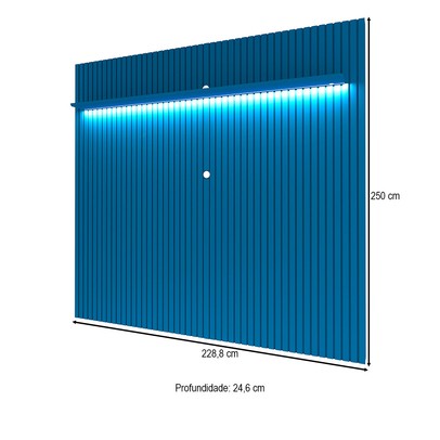 Painel para TV Até 85 Polegadas Nobre 1 Prateleira Ripado 100% Mdf Azul Royal - Gelius