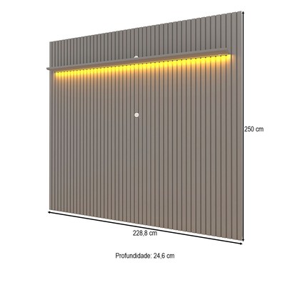 Painel para TV Até 85 Polegadas Nobre 1 Prateleira Ripado 100% Mdf Cinza - Gelius