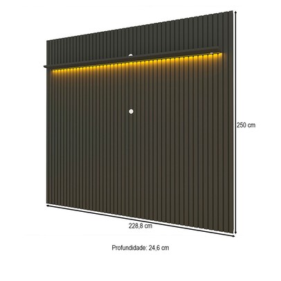 Painel para TV Até 85 Polegadas Nobre 1 Prateleira Ripado 100% Mdf Grafite - Gelius