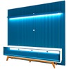 Rack com Painel para TV Até 85 Polegadas Nobre 3 Gavetas Ripado 100% Mdf com Led Azul Royal/Off White - Gelius