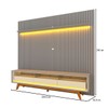 Rack com Painel para TV Até 85 Polegadas Nobre 3 Gavetas Ripado 100% Mdf com Led Cinza/Off White - Gelius