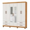Guarda-Roupa Casal Mondo 6 Portas 4 Gavetas com Pés e Espelho Cinamomo/Off White - Pnr Móveis