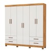 Guarda-Roupa Casal Mondo 6 Portas 4 Gavetas com Pés Cinamomo/Off White - Pnr Móveis