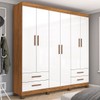 Guarda-Roupa Casal Mondo 6 Portas 4 Gavetas com Pés Cinamomo/Branco - Pnr Móveis