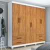 Guarda-Roupa Casal Mondo 6 Portas 4 Gavetas com Pés Branco/Cinamomo - Pnr Móveis