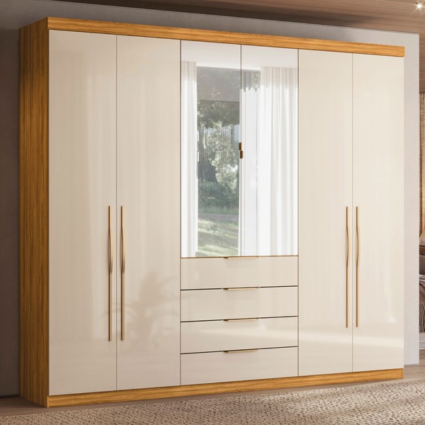 Guarda-Roupa Casal Giardino 6 Portas Cinamon/Off White - Demóbile