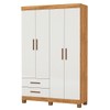Guarda-Roupa Solteiro Solo 4 Portas 2 Gavetas com Pés Cinamomo/Off White - Pnr Móveis