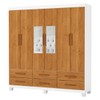Guarda-Roupa Solteiro Aria 6 Portas 6 Gavetas com Pés e Espelho Branco/Cinamomo - Pnr Móveis