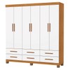 Guarda-Roupa Solteiro Aria 6 Portas 6 Gavetas com Pés Cinamomo/Branco - Pnr Móveis