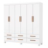Guarda-Roupa Solteiro Aria 6 Portas 6 Gavetas com Pés Branco - Pnr Móveis
