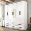 Guarda-Roupa Solteiro Aria 6 Portas 6 Gavetas com Espelho Branco - Pnr Móveis