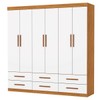Guarda-Roupa Solteiro Aria 6 Portas 6 Gavetas Cinamomo/Branco - Pnr Móveis