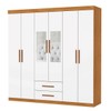 Guarda-Roupa Solteiro Regalle 6 Portas 2 Gavetas com Espelho Cinamomo/Branco - Pnr Móveis