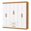 Guarda-Roupa Solteiro Regalle 6 Portas 2 Gavetas Cinamomo/Branco - Pnr Móveis