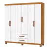 Guarda-Roupa Solteiro Regalle 6 Portas 2 Gavetas com Pés Cinamomo/Branco - Pnr Móveis