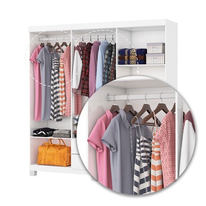 Guarda-Roupa Solteiro Regalle 6 Portas 2 Gavetas com Pés Branco - Pnr Móveis