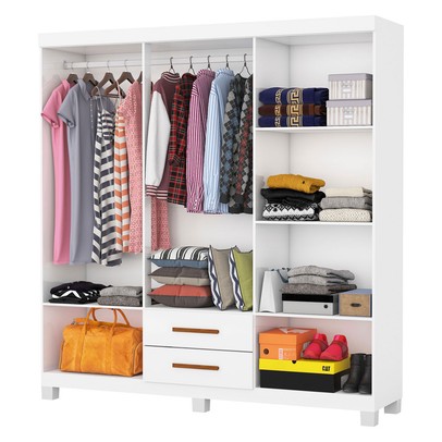 Guarda-Roupa Solteiro Regalle 6 Portas 2 Gavetas com Pés Branco - Pnr Móveis