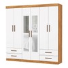 Guarda-Roupa Casal Mondo 6 Portas 4 Gavetas com Espelho Cinamomo/Branco - Pnr Móveis