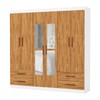 Guarda-Roupa Casal Mondo 6 Portas 4 Gavetas com Espelho Branco/Cinamomo - Pnr Móveis