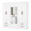 Guarda-Roupa Casal Mondo 6 Portas 4 Gavetas com Espelho Branco - Pnr Móveis
