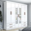 Guarda-Roupa Casal Mondo 6 Portas 4 Gavetas com Espelho Branco - Pnr Móveis