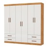 Guarda-Roupa Casal Mondo 6 Portas 4 Gavetas Cinamomo/Off White - Pnr Móveis