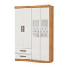 Guarda-Roupa Solteiro Solo 4 Portas 2 Gavetas com Espelho Cinamomo/Off White - Pnr Móveis