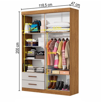 Guarda-Roupa Solteiro Solo 4 Portas 2 Gavetas Cinamomo/Off White - Pnr Móveis