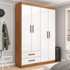 Guarda-Roupa Solteiro Solo 4 Portas 2 Gavetas Cinamomo/Branco - Pnr Móveis