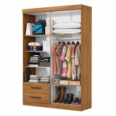 Guarda-Roupa Solteiro Solo 4 Portas 2 Gavetas Cinamomo - Pnr Móveis