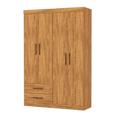 Guarda-Roupa Solteiro Solo 4 Portas 2 Gavetas Cinamomo - Pnr Móveis
