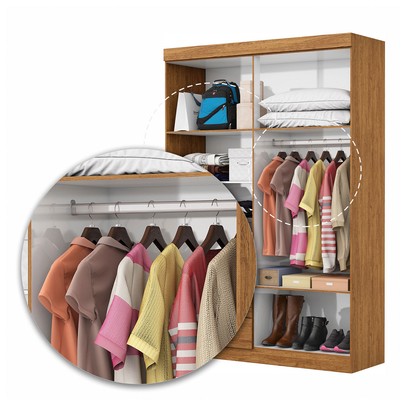 Guarda-Roupa Solteiro Solo 4 Portas 2 Gavetas Cinamomo - Pnr Móveis