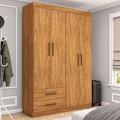 Guarda-Roupa Solteiro Solo 4 Portas 2 Gavetas Cinamomo - Pnr Móveis