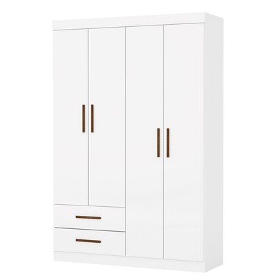 Guarda-Roupa Solteiro Solo 4 Portas 2 Gavetas Branco - Pnr Móveis