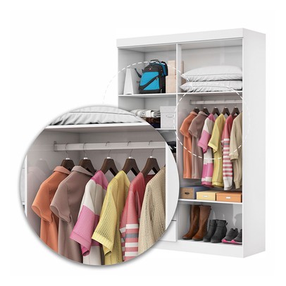 Guarda-Roupa Solteiro Solo 4 Portas 2 Gavetas Branco - Pnr Móveis