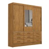 Guarda-Roupa Solteiro Orrizonte 3 Portas 9 Gavetas com Espelho Cinamomo - Pnr Móveis