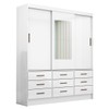 Guarda-Roupa Solteiro Orrizonte 3 Portas 9 Gavetas com Espelho Branco - Pnr Móveis