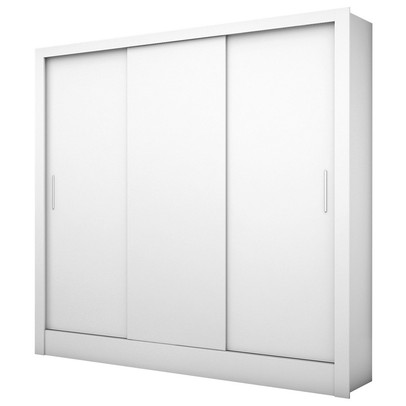 Guarda-Roupa Solteiro Dilam 3 Portas de Correr 6 Prateleiras Branco - Pnr Móveis