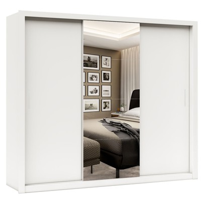 Guarda-Roupa Casal Luana Plus 3 Portas 4 Gavetas com Espelho Branco - Pnr Móveis